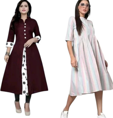 Suhani Creationnm Women Embroidered A-line Kurta(Red, White)