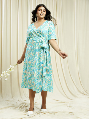 Globus Women A-line Blue Midi/Calf Length Dress