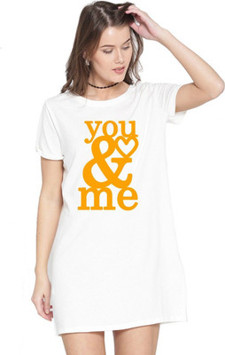 HouseOfCommon Women T Shirt White Above Knee/Mid Thigh Length Dress