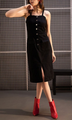 Tripursundari Fashion Women Bodycon Black Midi/Calf Length Dress