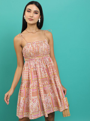 Tokyo Talkies Women Skater Multicolor Above Knee/Mid Thigh Length Dress
