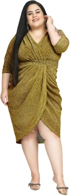 wild U Women Wrap Gold Dress