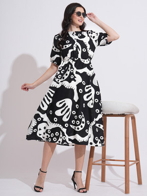 Dressberry Women Fit and Flare Black Midi/Calf Length Dress