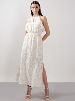 VERO MODA Women Fit and Flare White Maxi/Full Length Dress