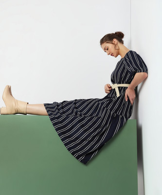 VERO MODA Women A-line Blue Midi/Calf Length Dress