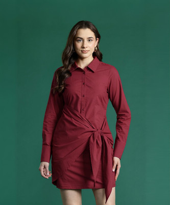 Dressberry Women Shirt Maroon Mini/Short Dress