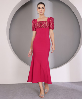 Miss Chase Women Maxi Pink Ankle Length Dress