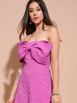 Tokyo Talkies Women Fit and Flare Pink Mini/Short Dress