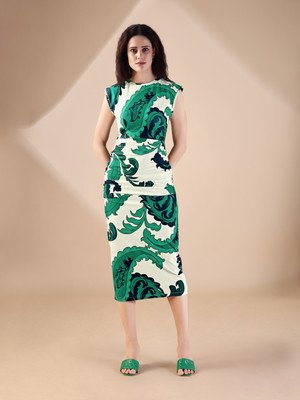 MILOST Women Bodycon Green Midi/Calf Length Dress