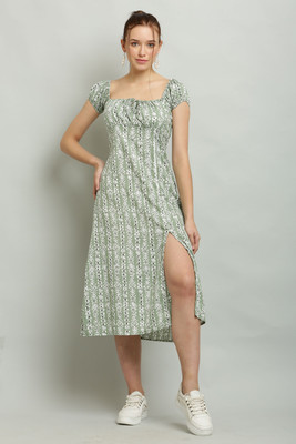Shyammc Women A-line Grey Midi/Calf Length Dress