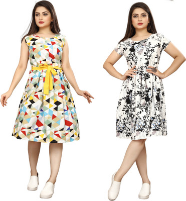 HouseOfCommon Women Empire Waist Pink Below Knee Dress