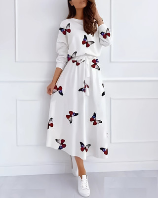 HouseOfCommon Women A-line White Midi/Calf Length Dress