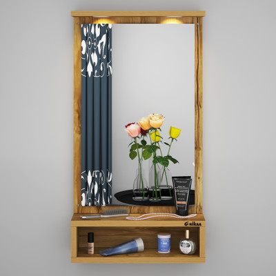 ANIKAA Jinny Wall Mount Dressing Mirror with LED Light & Box Shelf for Living/Bedroom Engineered Wood Dressing Table(Finish Color - , Gaintwood, DIY(Do-It-Yourself))