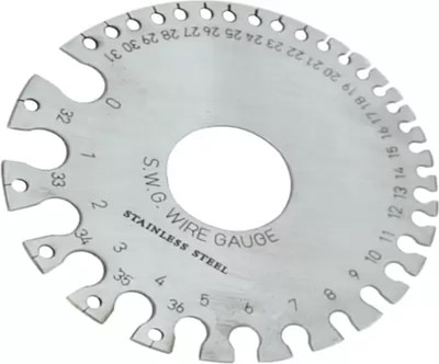 Luxuro Round Shape S.W.G. Wire Gauge/Sizer in British & Metric (Size -1 to 36) Silver Drill Bit Guage