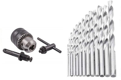 Inditrust new 13Mm Drill Chuck key with Adaptor & 13pcs HSS Drill bit Set