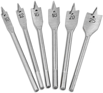 apex ecom 6pcs 10-25mm Spade Drill Bits Set Flat-Head Hex-Shank Hole Puncher Tool