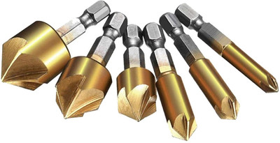 DYTOOLS Flute Countersink Drill Bit Set, 6/8/9/12/16/19mm Drill Building/Engineering Tool, 6PCS