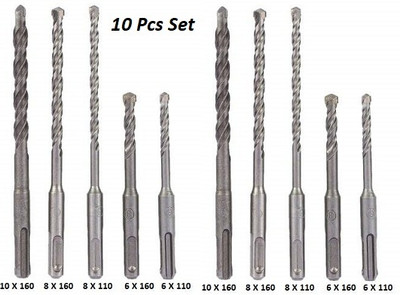 NSK TOOLS 10 pcs SDS Plus Hammer Drill Bit Set Rotary Hammer Drill Bit Set, 10-Pieces