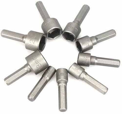 apex ecomm 9pcs Nut Driver Drill Bit Set 5-13mm Metric Socket Strong Sleeve Wrench Screw Power Drill