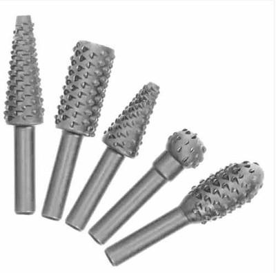 apex ecomm 5Pcs Wood Carving File Drill Bits, 1/4 Inch Round Shank Chisel Shaped Grinding Head DIY Woodworking Power Tools for Polishing, Grinding