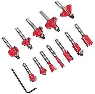 uptodateprouducts 8 mm 12 PCS Multi Shapes Router/Trimmer Router Bits Set Professional Shank for Woodworking Tools