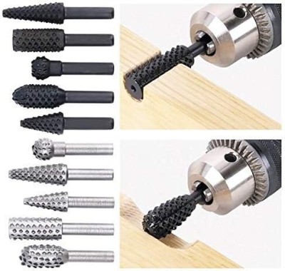 Bluedeal High-speed steel Rotary Files Burr Drill Rotating Thorn Head 5pcs/set olishing Accessories DIY Electric Grinding Head Woodworking Tools