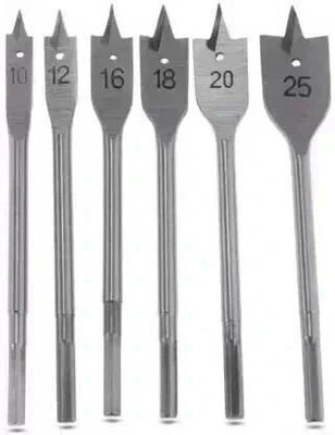 ARQEST High Quality Spade Drill Bits Hex Shank Cutters Woodworking Tool Set 6Pc Flat Drill Long High-carbon Steel Wood Flat Drill Set Woodworking