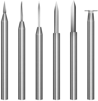 SERPLEX Stainless Steel Carving Drill Bit Detailing Engraving Bits Rotary Carving Bits 6Pcs Carving Bits Detail Carving Bits for Dremel Rotary Tool Engraving Bit Brad Points Set(Pack of 6)