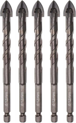 AASONS 12mm – 5 Pc Titanium Coated Carbide Tipped Pointed Spear Head Drill Bit Set AASONS