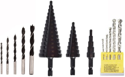 Digital Craft 3Pc Titanium HSS Step Drill Set,5Pc Masnory Drill Bit,5Pc Wood Drill Set 4-12/4-20/4-32mm Hss Step Drill Bit Black Coated Cone Hole Cutter Metal Drill