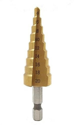 Bluedeal 4-20mm Large HSS Steel Step Cone Drill Countersink Titanium Bit Set Hole 4-20mm Large HSS Steel Step Cone Drill Countersink Titanium Bit Set Hole