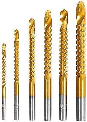AASONS Tap Spiral Saw Drill Bit Woodworking Metal Plastic Hole Tool 6pcs AASONS Titanium Coated HSS Twist Drill Bits - 6pcs 3-8mm