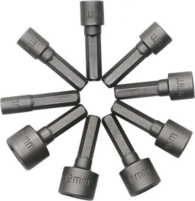 apex ecomm 9PCS hex socket adapter Hexagon Bit Power Bit 1/4 Metric Socket Screw Set