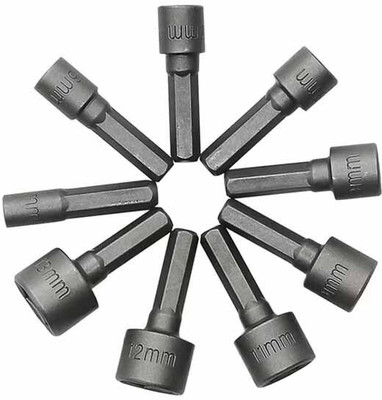 apex ecomm 1 Sets 9pcs 6.35mm Hex Shank 5-13mm Socket Wrench Screw Power Drill Adapter Tool