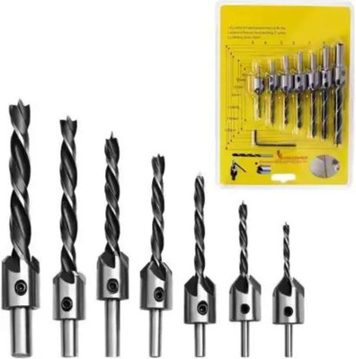 BANISTROKES Woodworking (7 Pcs, 3-10mm) Countersink Drill Bit Set for drilling screw with head counter on wood set