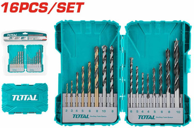 TOTAL 16PCS Metal, Concrete and Wood Drill Bits Set Combo Hole Making or Drilling Tool TACSDL11601 Auger Drill Bits, Specialty Woodworking Bits, Masonry Bits Set(Pack of 16)