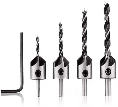 High Q 4PC Countersink Drill Bit Set for Woodworking Tool Kit