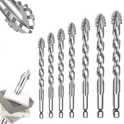 Probero 7Pcs Alloy Steel Carbide Drill Bits for Ceramic and Glass Tile 7 Pcs Alloy Steel Carbide Drill Bits Set for Tile Glass Marble Concrete 3 to Masonry Bits Set(Pack of 7)