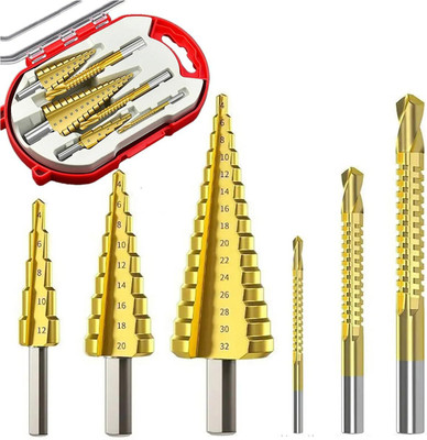 Probero Step Drill Bits Set High Speed Steel for Metal Wood Plastic 6PCS Step Drill Bits Set HSS Steel for Stainless Steel Metal Wood Plastic Drill Specialty Woodworking Bits(Pack of 1)