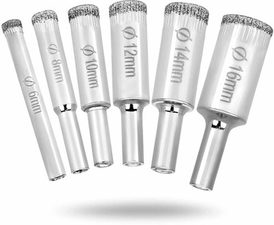 apex ecomm Diamond Drill Bits, 6PCS Hole Saw Kit Hole Drill Bits for Granite Stone Glass Porcelain Marble