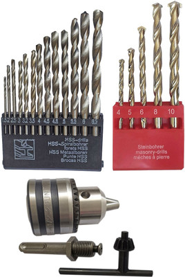 Inditrust new Heavy duty 13mm Drill chuck key with SDS Adopter 13pc HSS and 5pc Masonry