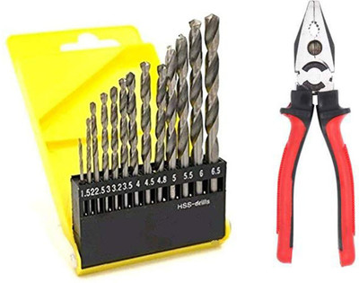 Kshivi 8 Inch Combination Lineman Plier and 13 Pcs HSS Drill Bit Set Pack of 2 Lineman Plier(Length : 8 inch)