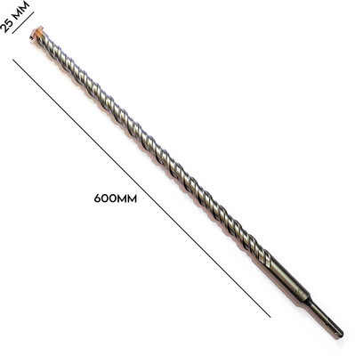 LXMI Steel (25 x 600mm) Cross Tip Plus Hammer Drill Bit (Silver)