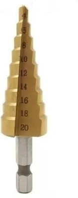 SHB Manual 4mm-20mm 9 Steps Sizes HSS Hex Titanium Step Drill Bit Manual 4mm-20mm 9 Steps Sizes HSS Hex Titanium Step Drill Bit Masonry Bits(Pack of 1)