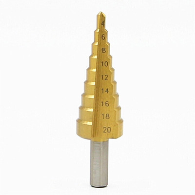 uptodatetools HSS Step Drill Bits 4mm-20mm Straight flute Power Tools Triangular handle Wholesale Price 9 steps metal Drilling Titanium HSS Step Drill Bits 4mm-20mm