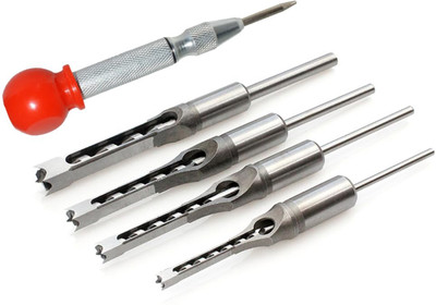 uptodateprouducts Square Hole Drill Bit 4PCS Steel Sharp Woodworking with Auto Center Punch •	Hole Drilling Size: •	6 mm •	8 mm •	10 mm •	12 mm