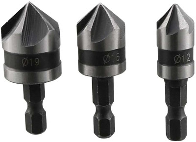apex ecomm 3pcs Oauee Hss Hex Chamfer Drill Set 90 Degrees Countersink Boring For Woodworking Quick Change Bit Tools Drill Shank Carbon Steel Tools