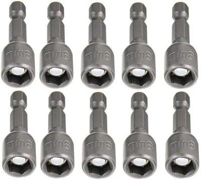 AS TOOL CENTER 8Mm 5/16 Socket Adapter Drill Bit|Nut Driver Set 1/4 Inch Hex For Power Tools, 10-Piece