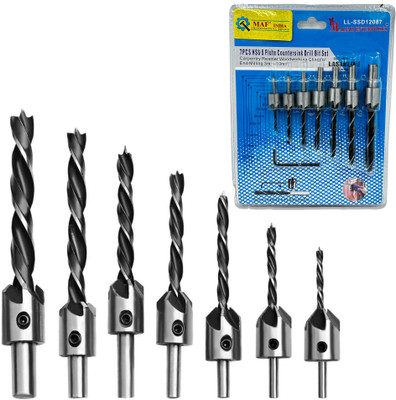 MALFAH ENTERPRISES MAF COUNTERSINK DRILL BIT SET (3MM TO 10MM) 7PCS Brad point woodworking bit set