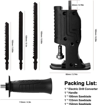 RanPra Jigsaw Reciprocating Saw Adapter Electric Drill Wood Cutter Machine Attachment Kit With 3 free blades super pack